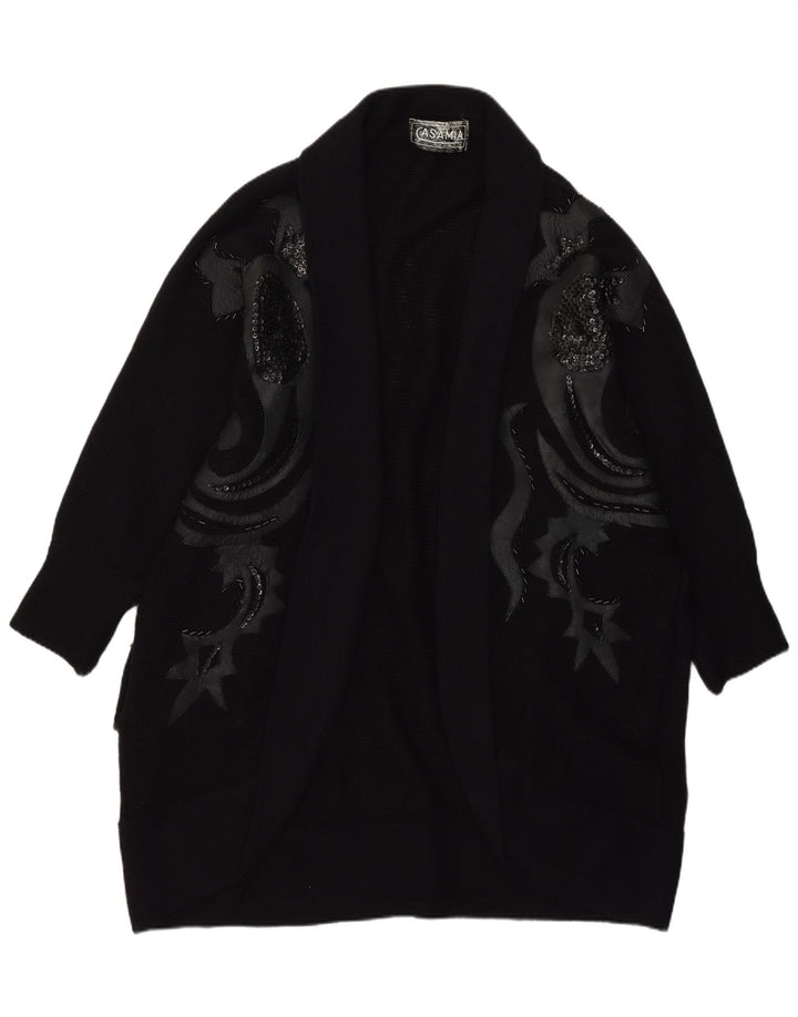 Damski sweter rozpinany Casamia o długim kroju, jeden rozmiar, czarny Paisley