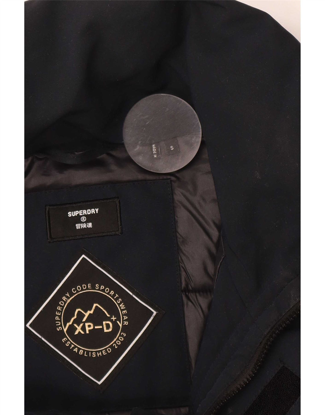 Męski płaszcz wiatrówkowy Superdry UK 36, mały, granatowy