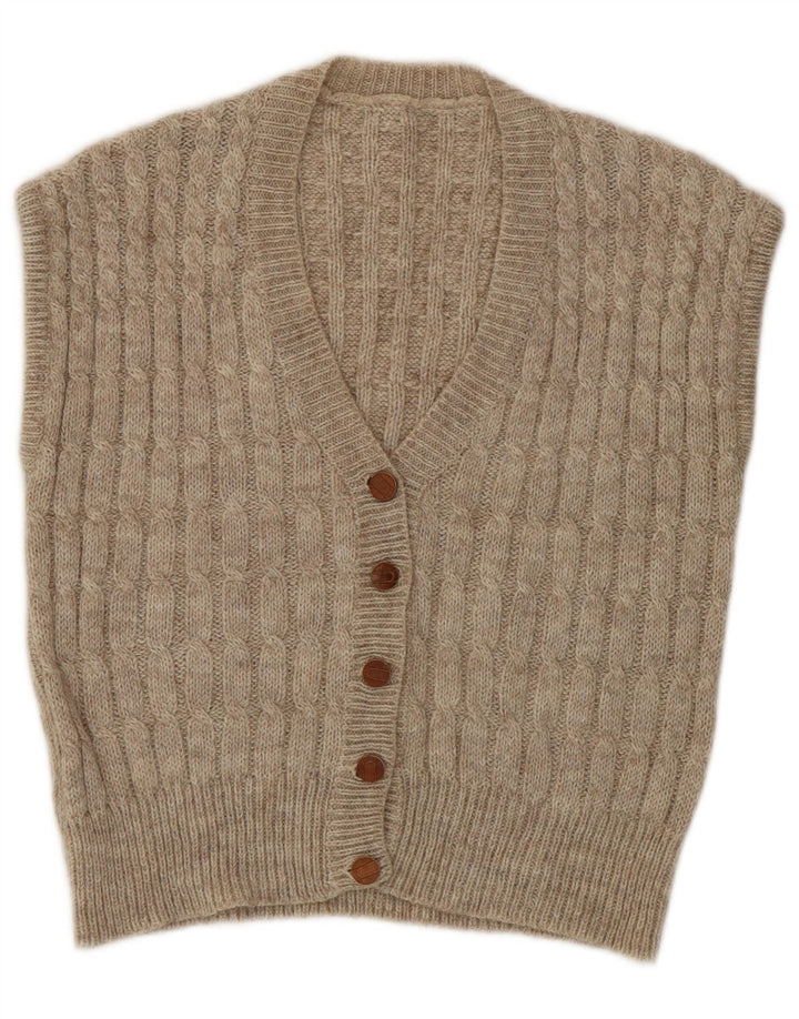 Sweter damski w stylu vintage, kardigan UK 14, średni beż