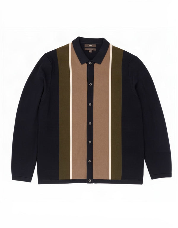 Marks & Spencer Męski sweter kardigan 2XL Granatowa, bawełniana w bloki kolorów