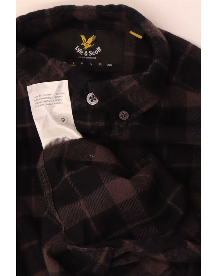 Męska koszula flanelowa Lyle & Scott w małą brązową kratkę, bawełniana