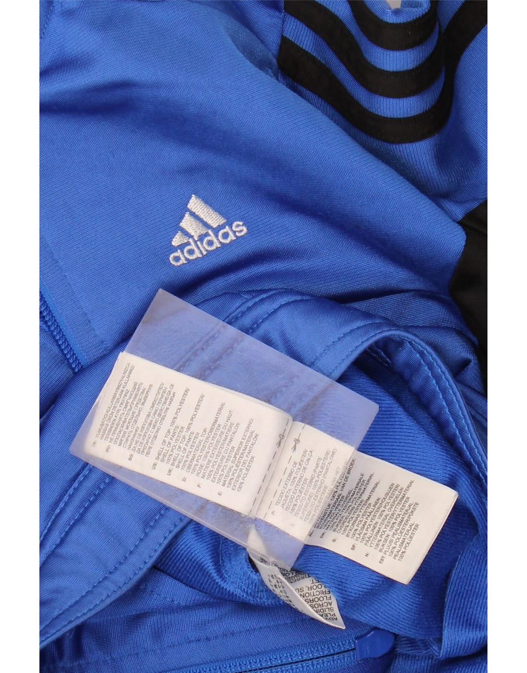 Chłopięca kurtka dresowa Adidas 7-8 lat Niebieski poliester z blokami kolorów