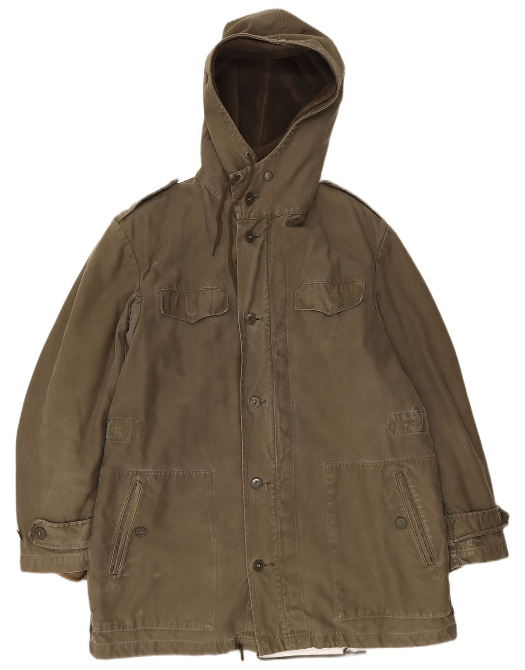 Męska kurtka wojskowa parka z kapturem VINTAGE UK 40 Large Khaki
