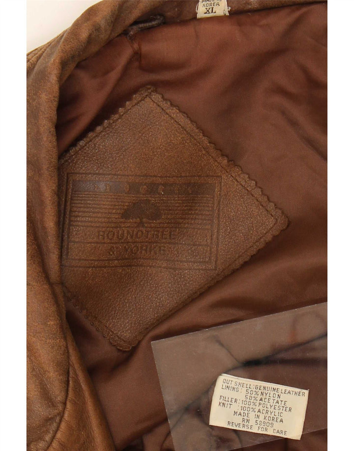 Męska kurtka skórzana Roundtree & Yorke UK 42 XL, brązowa