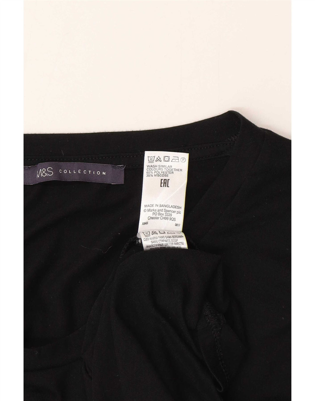 Marks & Spencer Damski top z długim rękawem, UK 10, mały, czarny poliester