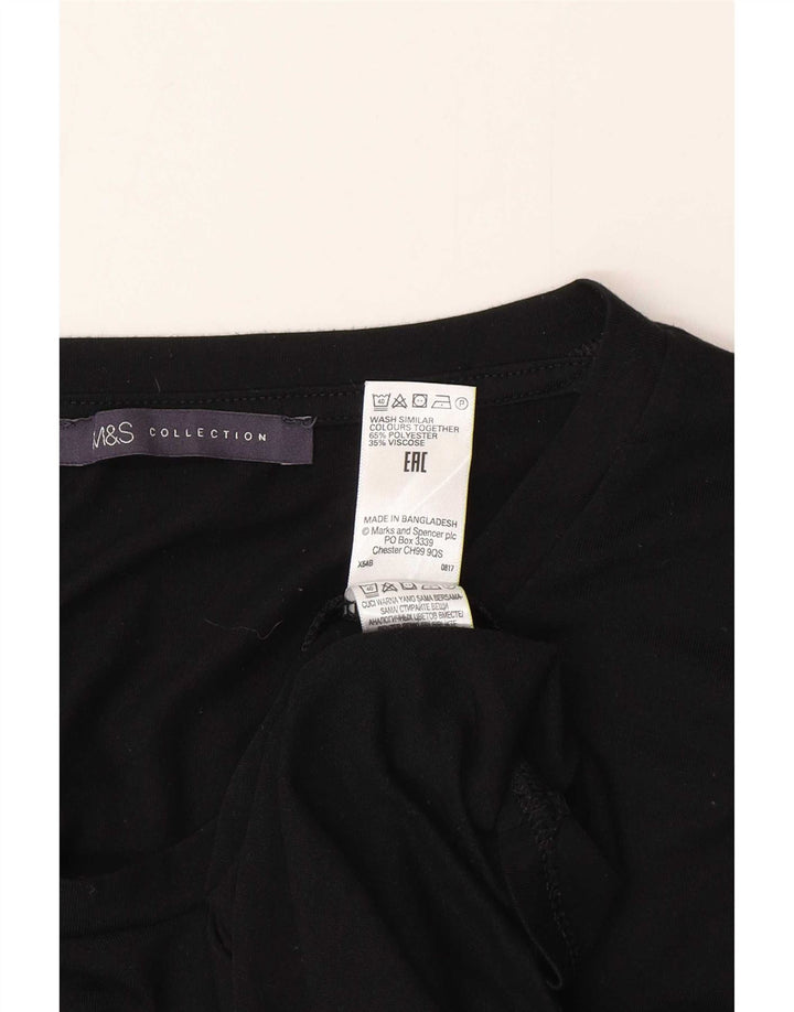 Marks & Spencer Damski top z długim rękawem, UK 10, mały, czarny poliester