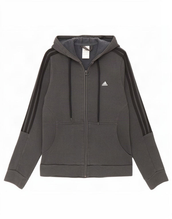 Damski sweter z kapturem i zamkiem błyskawicznym Adidas UK 14 Średni szary, bawełniany