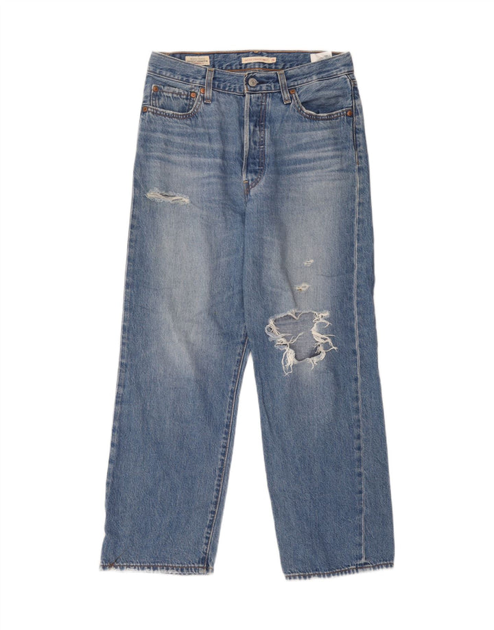 Damskie jeansy Levi's Ribcage z przetarciami W29 L27 Niebieska bawełna