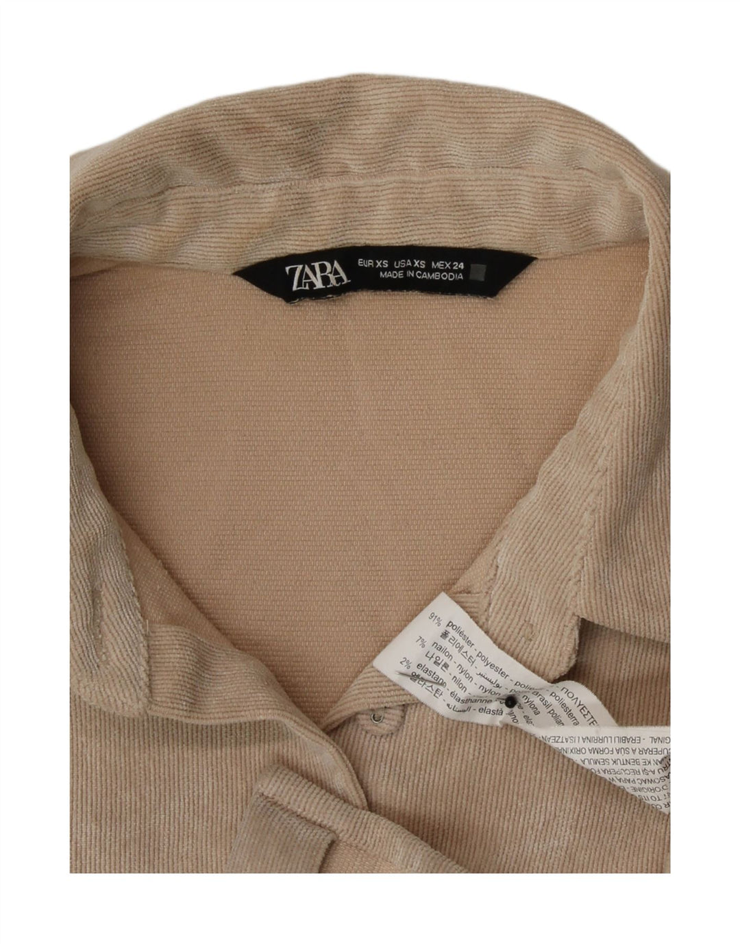 Damska koszula sztruksowa oversize Zara UK 6 XS, beżowy poliester