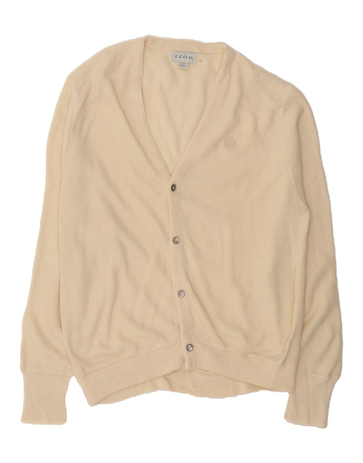 IZOD Mens Cardigan Sweater XL Off White Acrylic Vintage Izod and Second-Hand Izod from Messina Hembry 