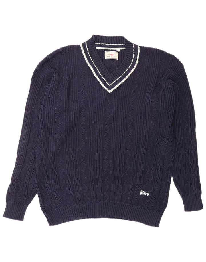 Męski sweter LEVI'S z dekoltem w kształcie litery V, XL, granatowy