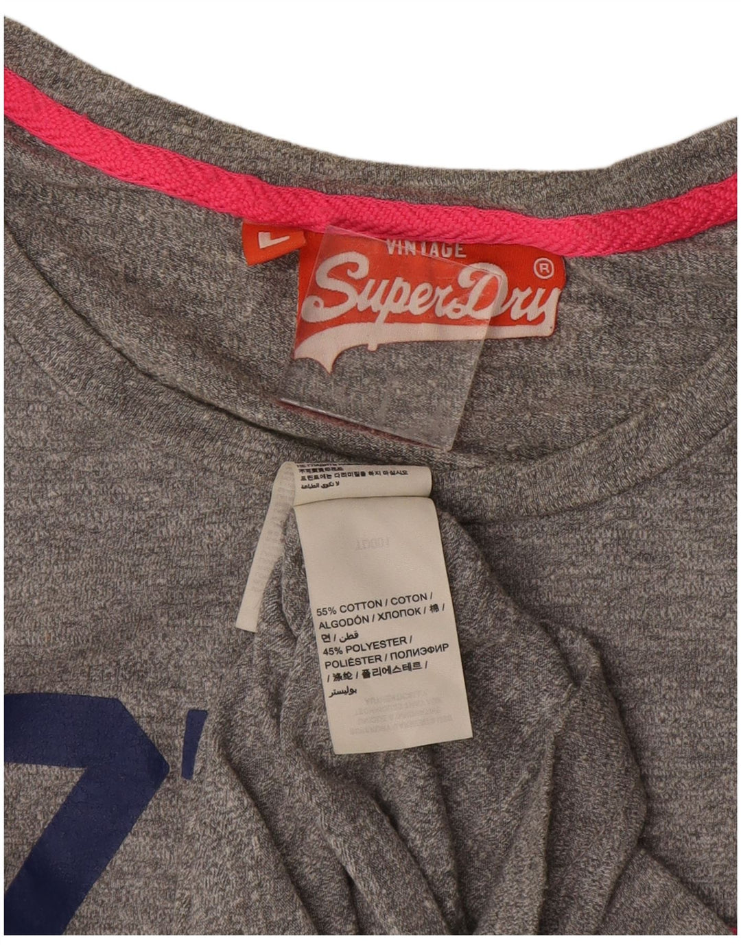 Damski T-shirt z grafiką Superdry Top UK 14, duży, szary, bawełniany