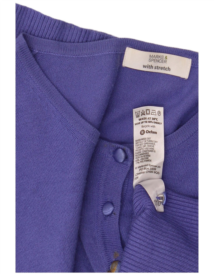 Marks & Spencer Damski sweter rozpinany UK 14, średni fiolet, wiskoza