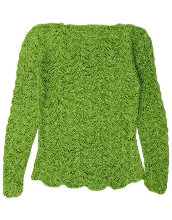 Sweter damski VINTAGE z dekoltem w łódkę UK 8 Small Green