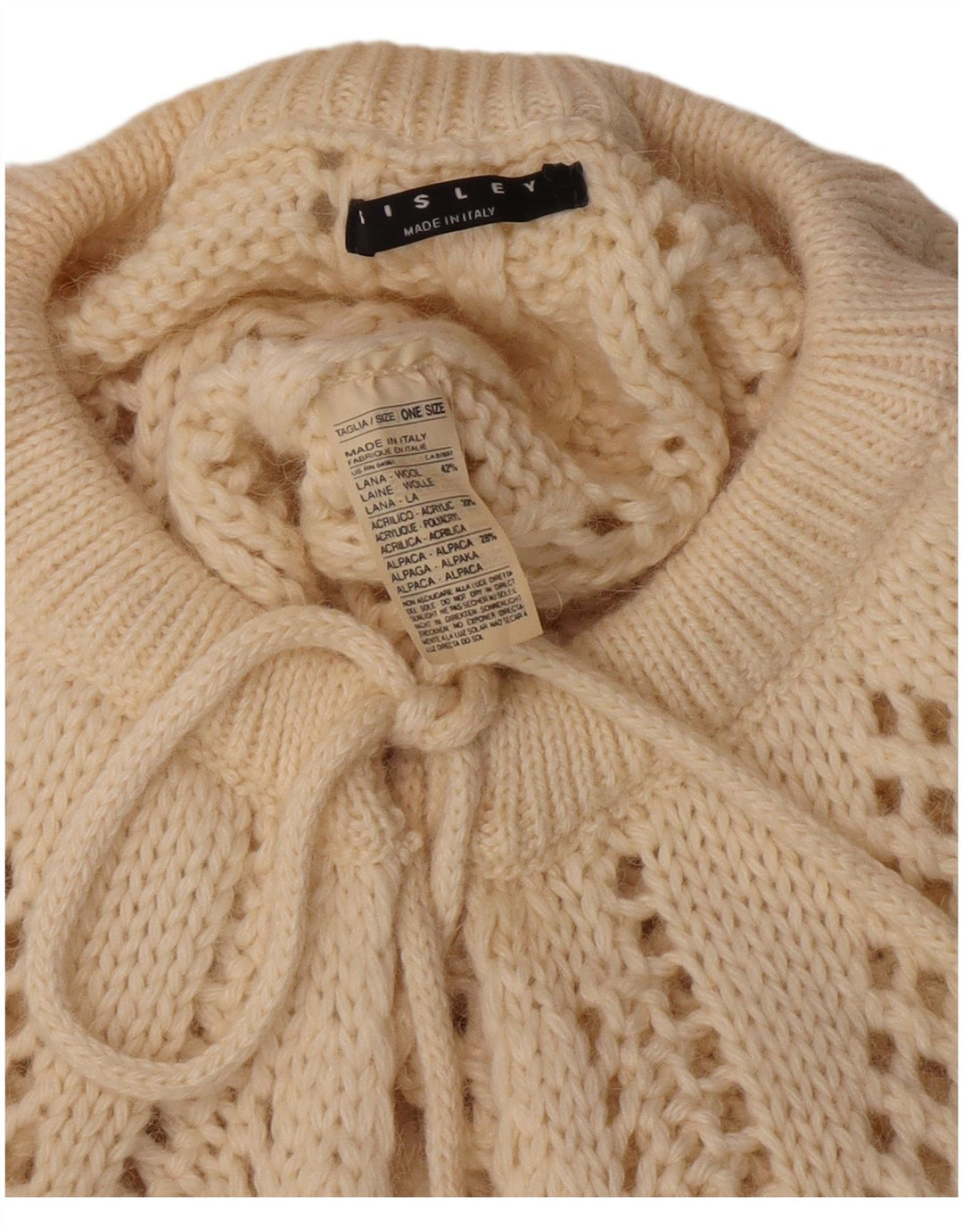 Damski sweter poncho Sisley w jednym rozmiarze w kolorze złamanej białej wełny