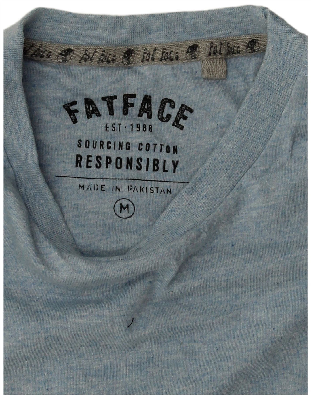 T-shirt męski Fat Face Top, średni niebieski, bawełniany