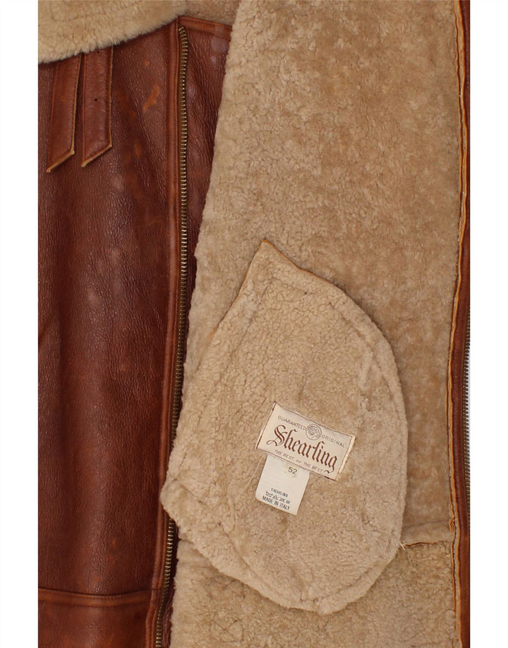 Męska kurtka Shearling VINTAGE IT 52 XL Brązowa kurtka Shearling