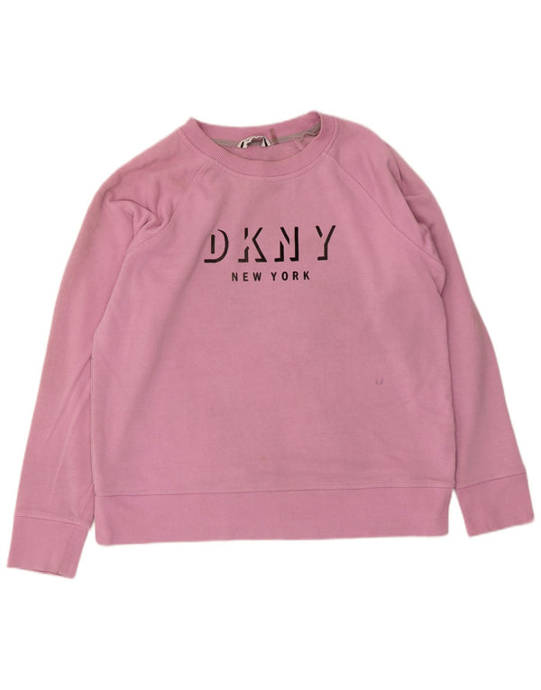 Damska bluza z grafiką Dkny New York, UK 16, duża, różowa bawełna