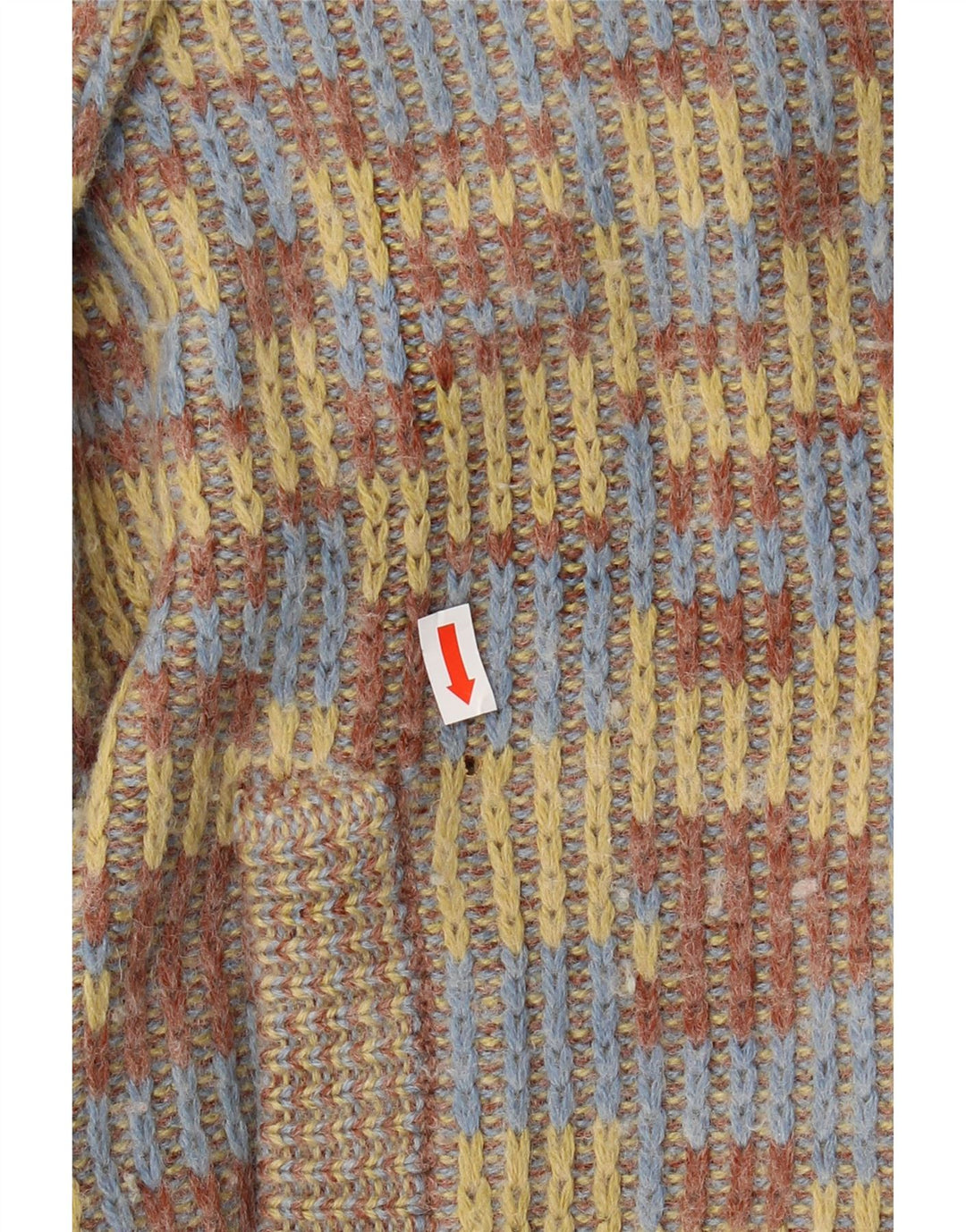 Męski sweter rozpinany VINTAGE XS Wielobarwna, geometryczna wełna