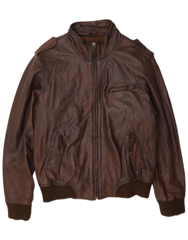 Męska skórzana kurtka wojskowa Ben Sherman UK 42 XL brązowa