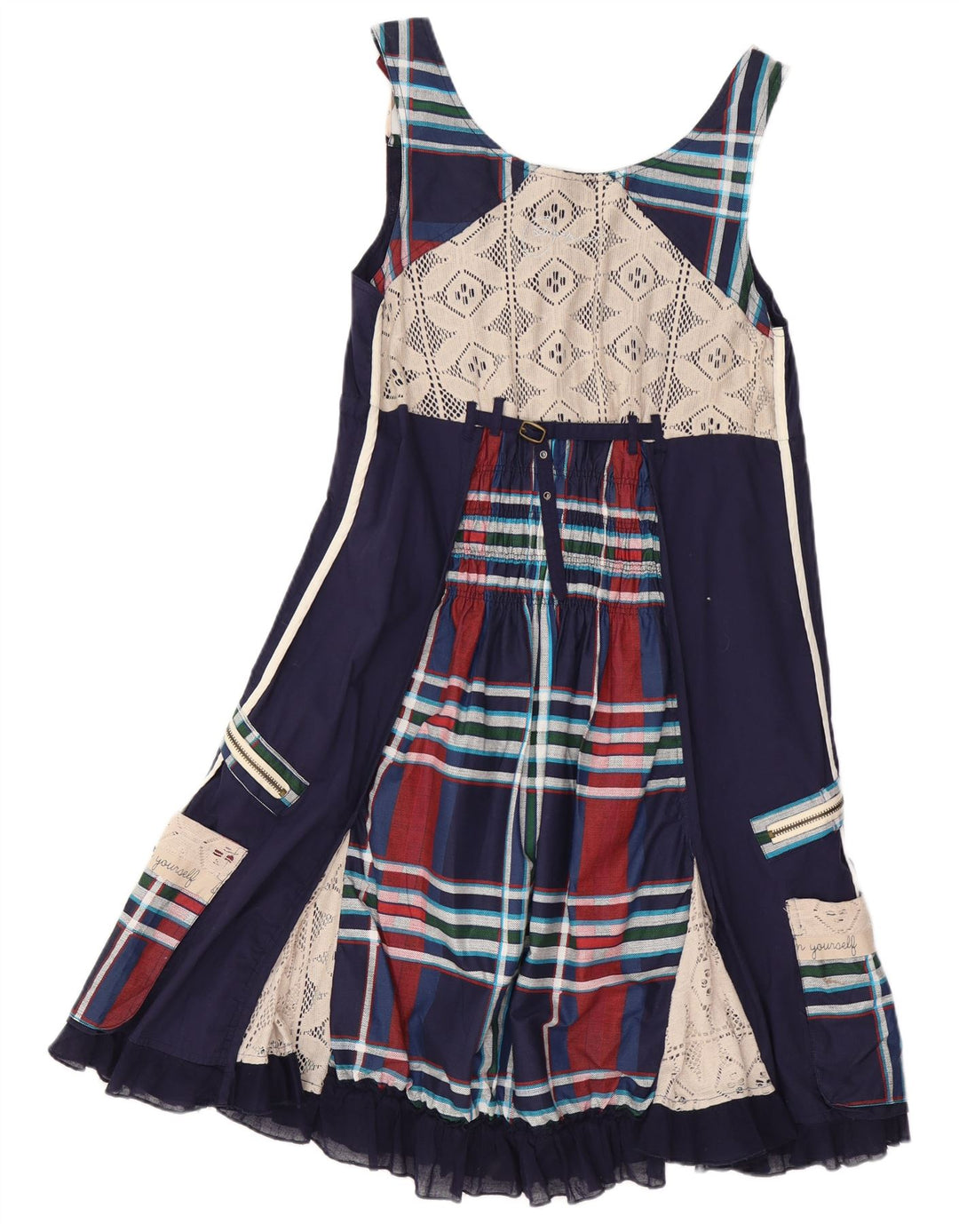 Damska graficzna sukienka o linii A DESIGUAL EU 40, średni granatowy patchwork