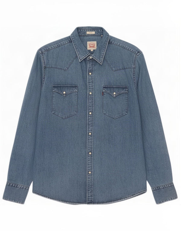 Męska koszula dżinsowa Levi's Slim Fit, mała, niebieska, bawełniana