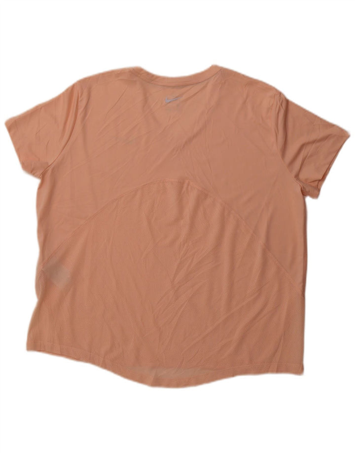 NIKE Womens Dri Fit T-Shirt Top UK 18 XL Orange Polyester
