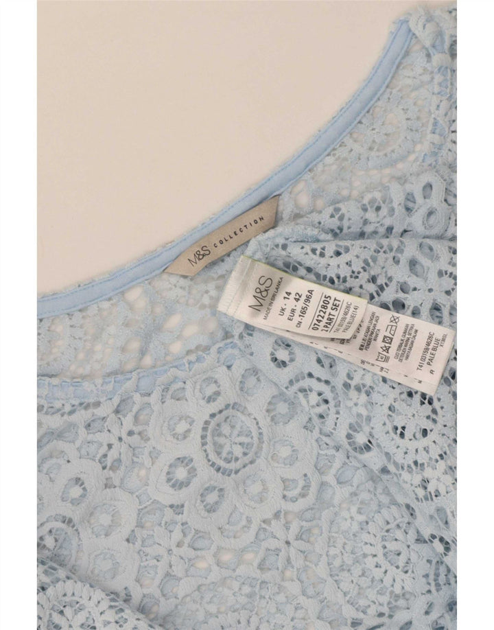 Bluzka damska Marks & Spencer UK 14, duża, niebieska, w kwiaty, poliamid