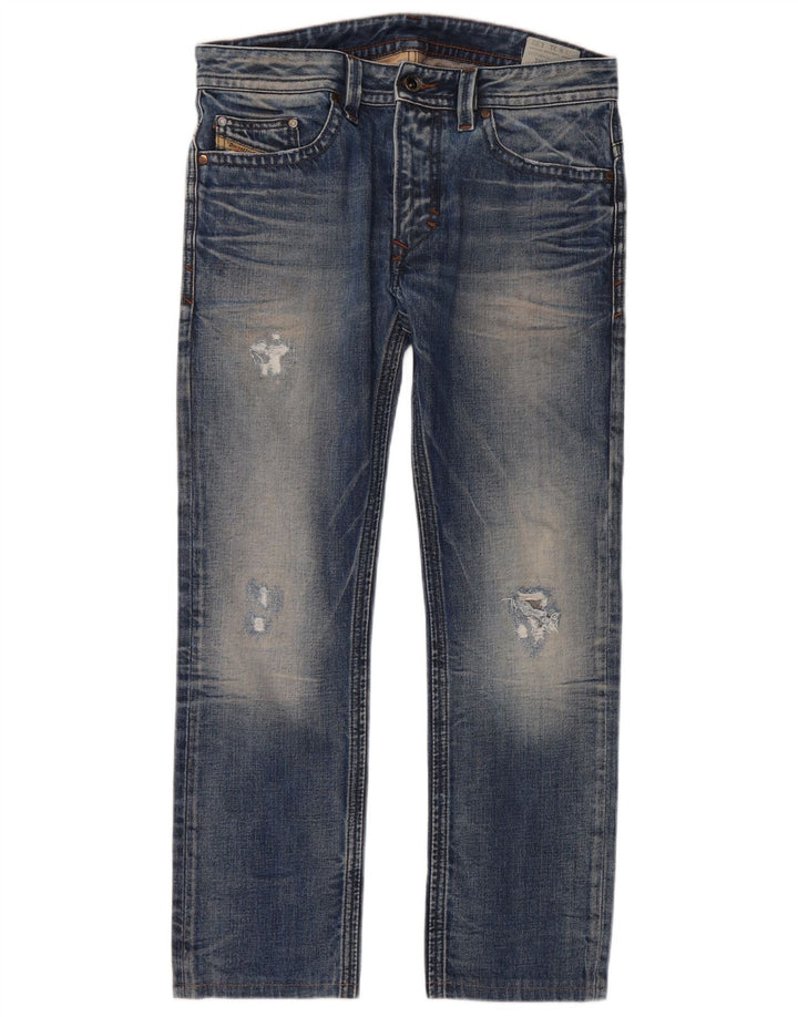 Diesel Męskie Thavar Distressed Straight Jeans W31 L27 Niebieski