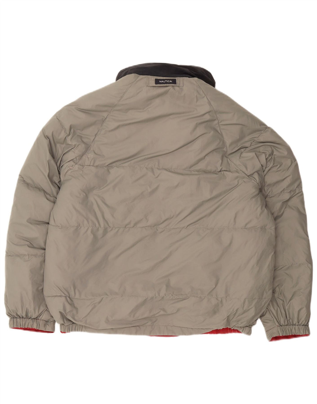Męska wyściełana dwustronna kurtka NAUTICA z kapturem UK 40, duża, czerwona, z blokami kolorów