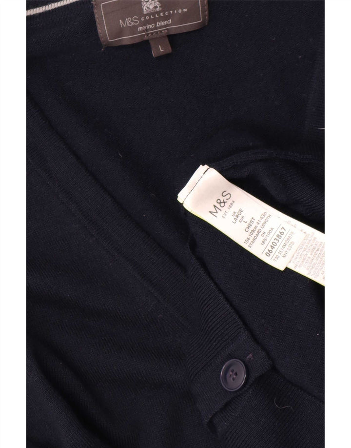 Marks & Spencer Męski sweter rozpinany, duży, granatowy, akrylowy