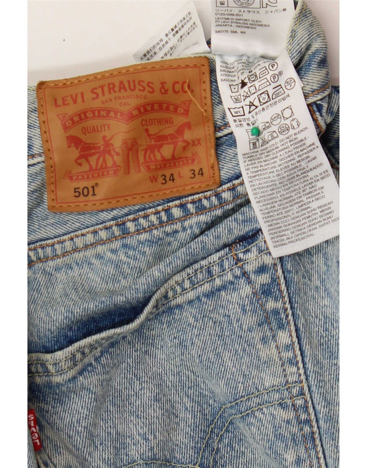 Męskie jeansy Levi's 501 w trudnej sytuacji W34 L34 Niebieska bawełna