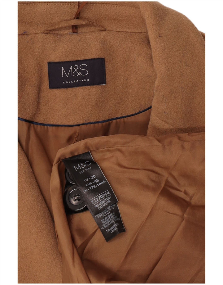 Marks & Spencer Płaszcz damski UK 20 2XL Brązowa wełna