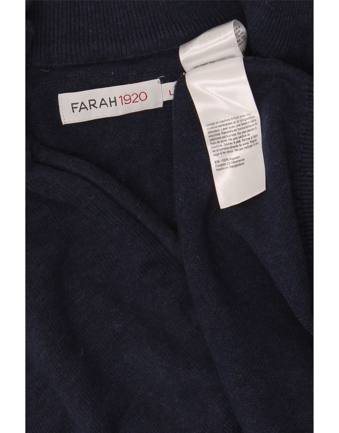 Farah Męski sweter z zamkiem błyskawicznym, duży, granatowy, bawełniany