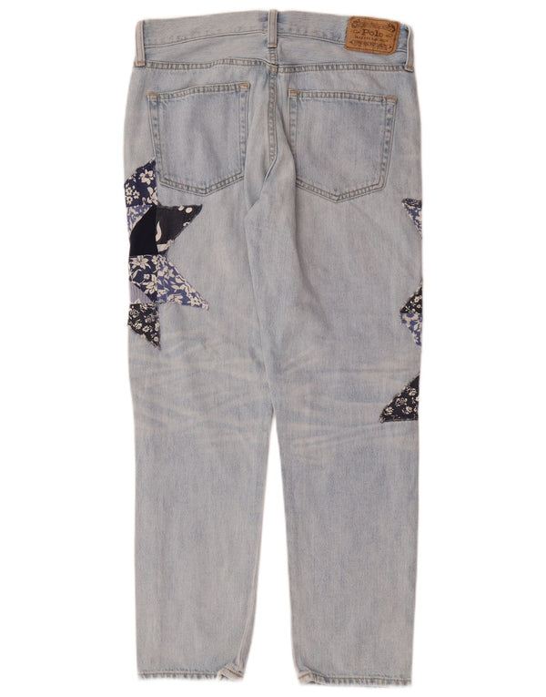 POLO RALPH LAUREN Damskie proste dżinsy W26 L26 Niebieska patchworkowa bawełna