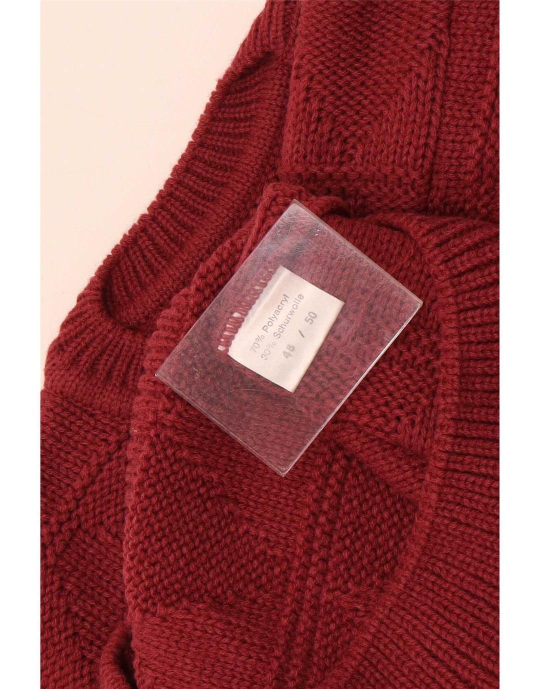 Sweter męski z okrągłym dekoltem w stylu vintage IT 48/50 Średni bordowy Argyle/Diament