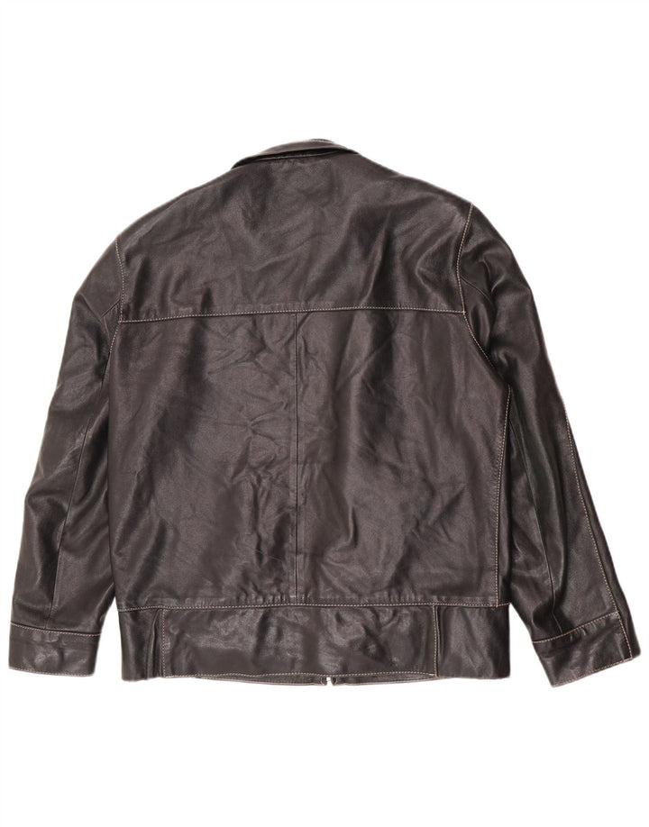Vintage męska kurtka skórzana zapinana na zamek IT 50 Large Black Biker