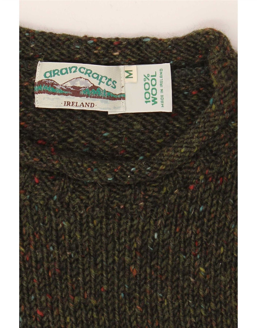 Aran Crafts Męski sweter z dekoltem w łódkę, średnia wełna w kolorze khaki