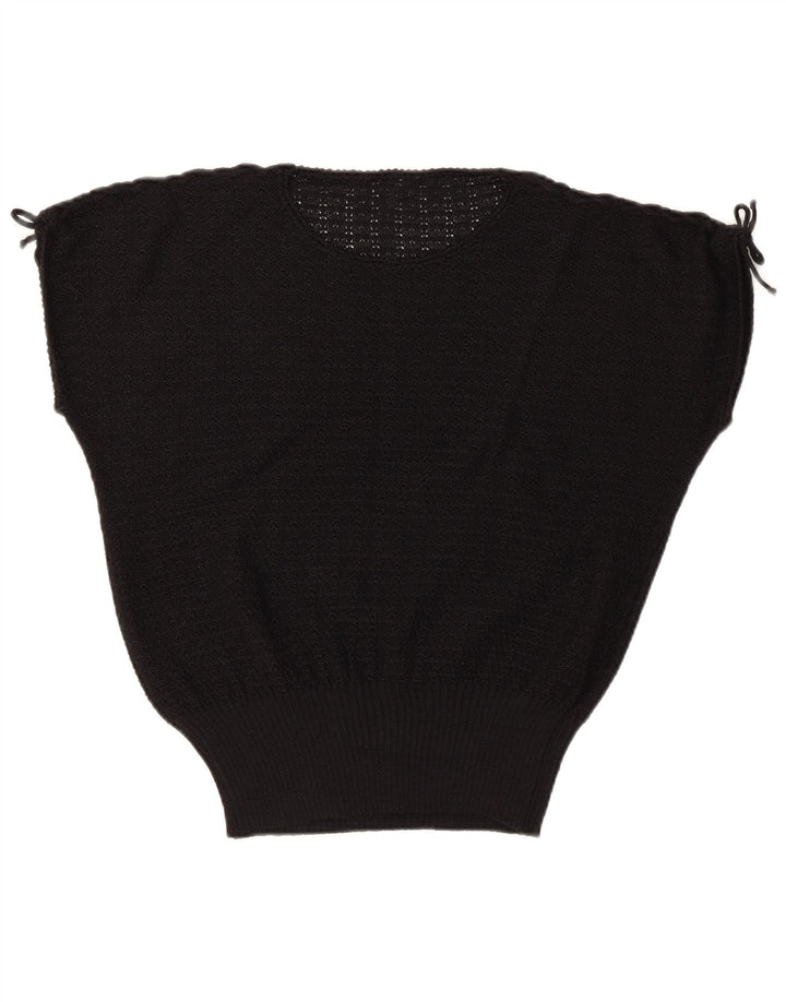 Tank top damski w stylu vintage, UK 14, duży, czarny, poliakryl