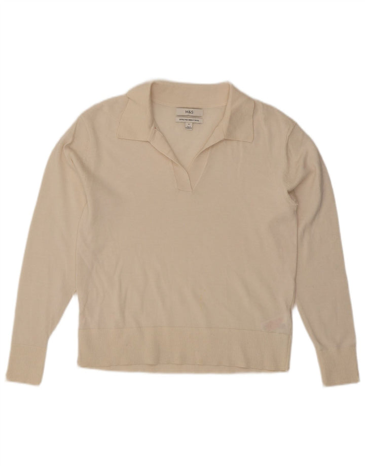 Damski sweter polo Marks & Spencer UK 12, średni złamanej bieli