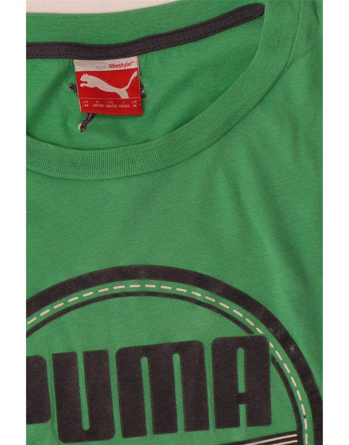 Męska koszulka z grafiką Puma, bawełniana koszulka w kolorze średniej zieleni