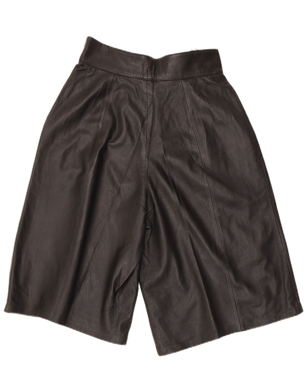 Vintage Womens High Waist Leather Shorts UK 14 Medium W28  Black Leather