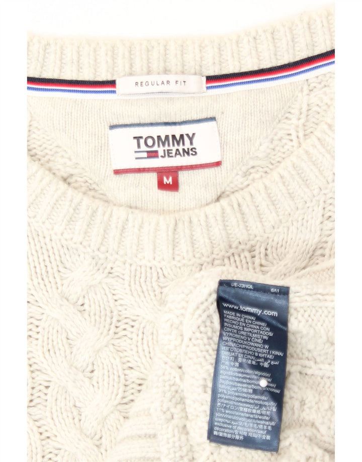 Męski sweter z okrągłym dekoltem Tommy Hilfiger o regularnym kroju, średni biały