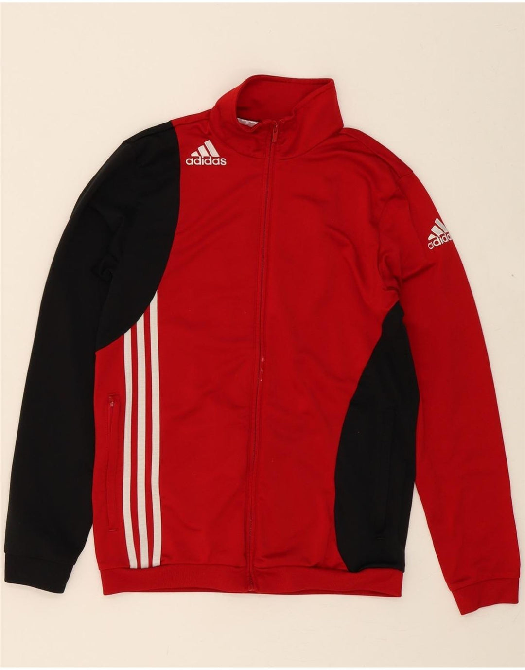ADIDAS Boys Tracksuit Top Jacket 15-16 Years XL  Red Colourblock Polyester Vintage Adidas and Second-Hand Adidas from Messina Hembry 