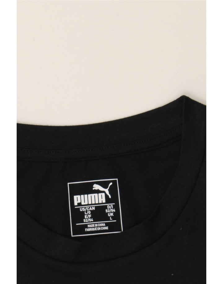 PUMA Mens Graphic T-Shirt Top Large Black Cotton Vintage Puma and Second-Hand Puma from Messina Hembry 