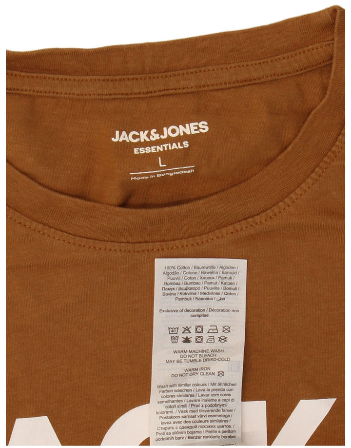 Damska koszulka z grafiką JACK & JONES, duża, brązowa, bawełniana