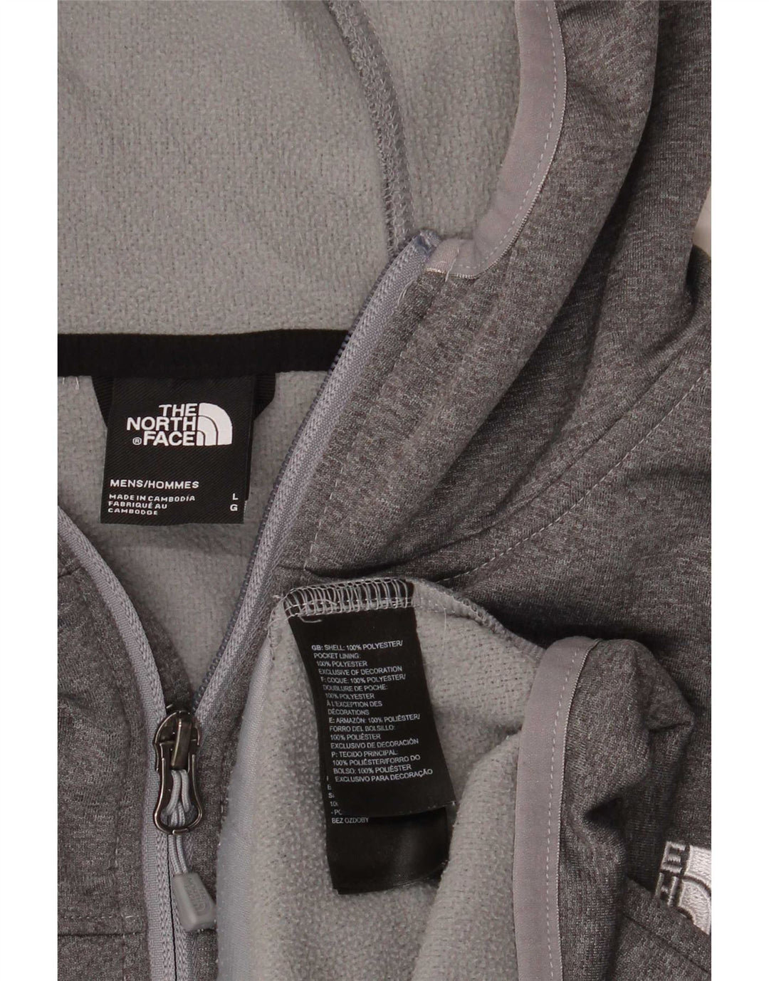 Męski sweter z kapturem i zamkiem błyskawicznym The North Face, duży, szary, poliestrowy