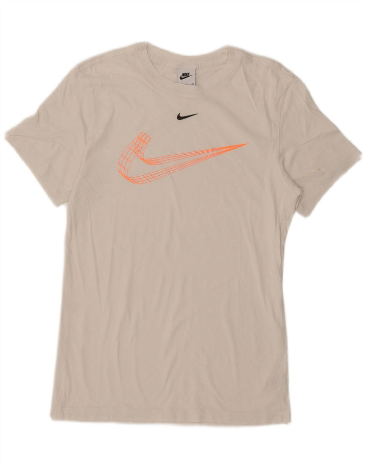Męski T-shirt z grafiką Nike, mały, biały, bawełniany