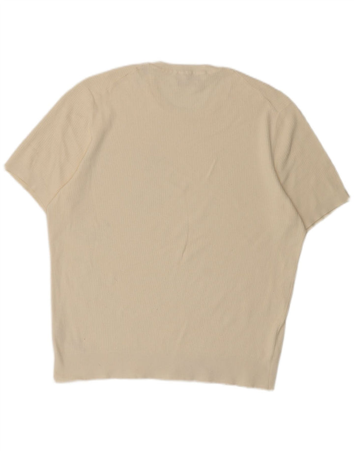 Męska koszulka z krótkim rękawem Massimo Dutti, duża, biała, bawełniana