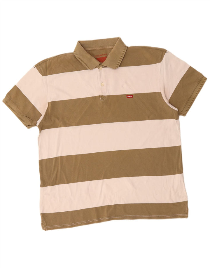 Męska koszulka polo do rugby LEVI'S, duża, bawełniana w paski khaki